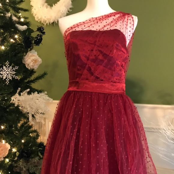 Cocktail holiday party dress one shoulder - Picture 2 of 10